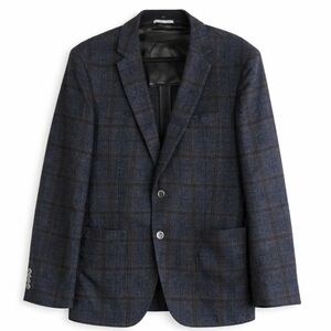 Hugo Boss Haylon Wool Blend Workwear Slim Fit Blazer Sport Coat Blue Plaid 42R